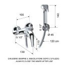 Set doccetta bidet relax con doccia a pulsante, flessibile, miscelatore doccia e supporto lux Remer C332REZ