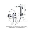 Set doccetta per bidet relax composto da doccia a pulsante, flessibile, miscelatore doccia e supporto lux Remer C332RELA