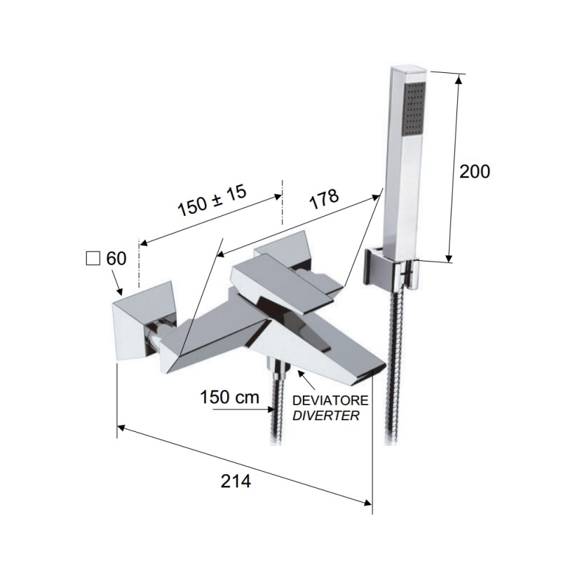 Miscelatore vasca esterno - serie speed Daniel Rubinetterie SP610CR