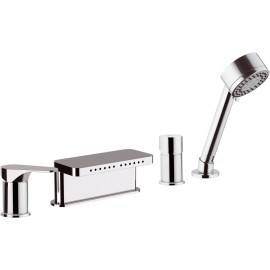 Miscelatore bordo vasca con deviatore, bocca multigetto e doccetta - serie class line Remer L06