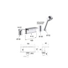 Miscelatore bordo vasca con deviatore, bocca multigetto e doccetta - serie class line Remer L06