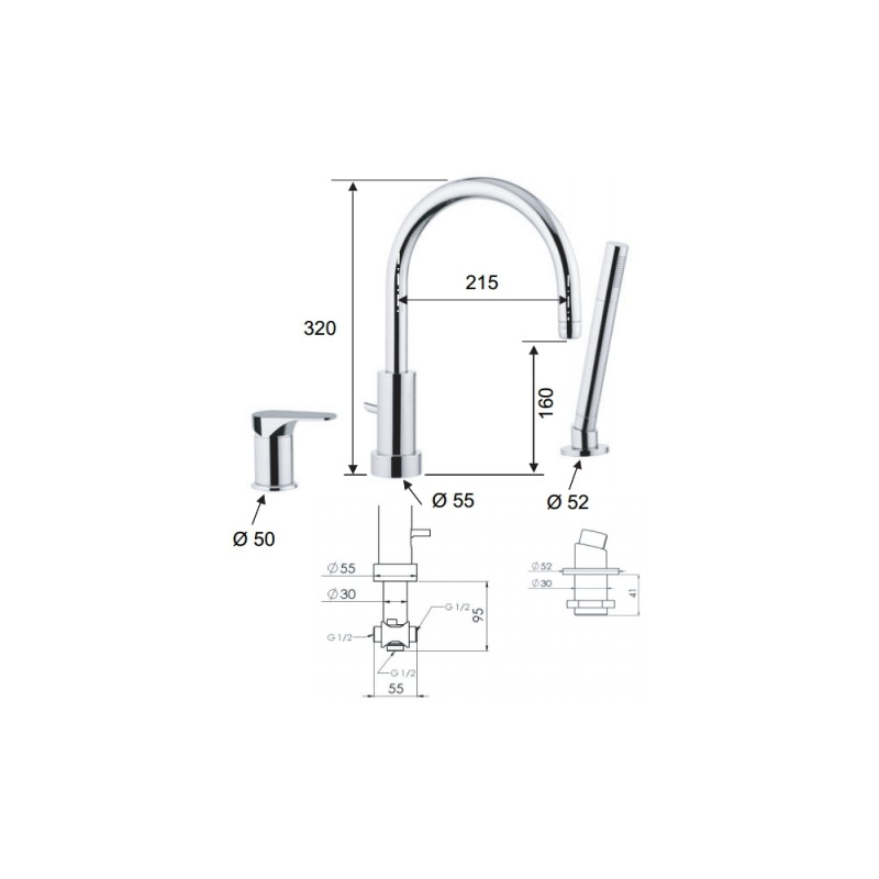 Rubinetto bordo vasca - serie class line Remer L07