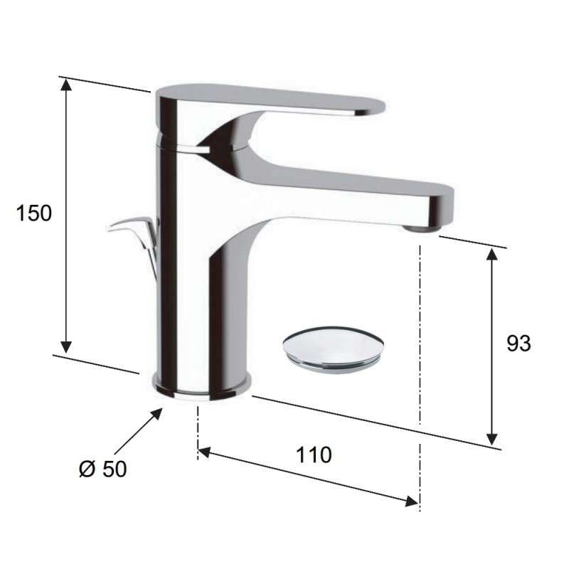 Miscelatore per lavabo con o senza scarico automatico serie class line Remer L11