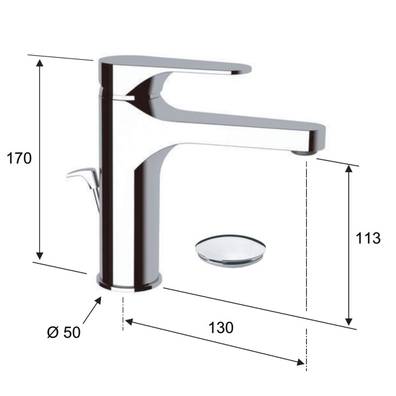 Miscelatore lavabo cromato remer con o senza scarico in ottone class line Remer L11L