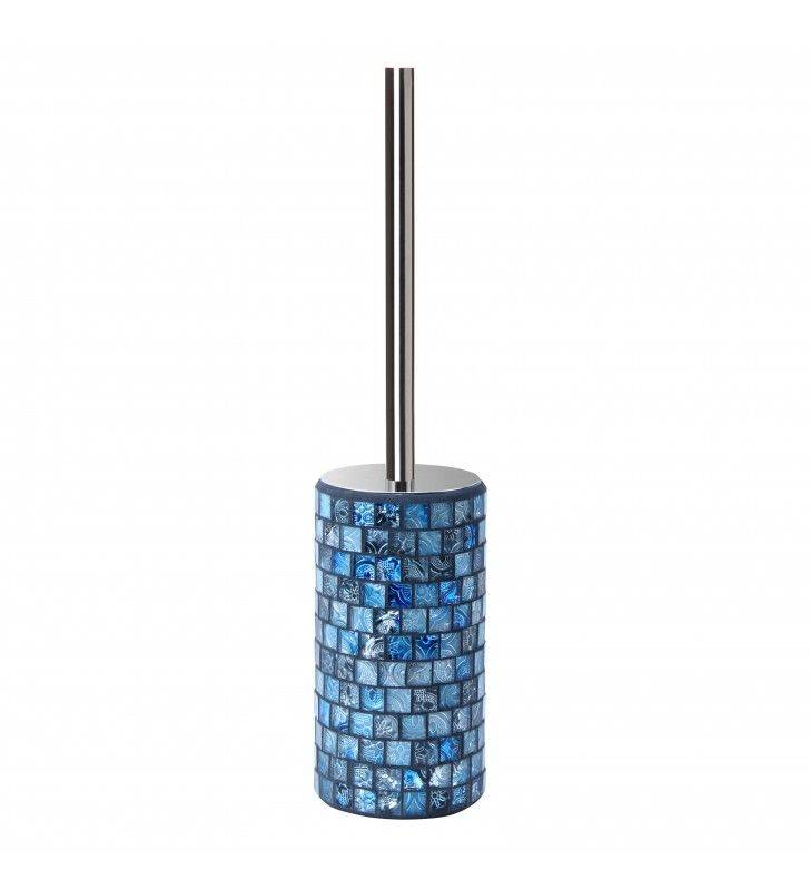 Porta scopino serie crystal in vetro mosaico blu Aquasanit QF9140BL