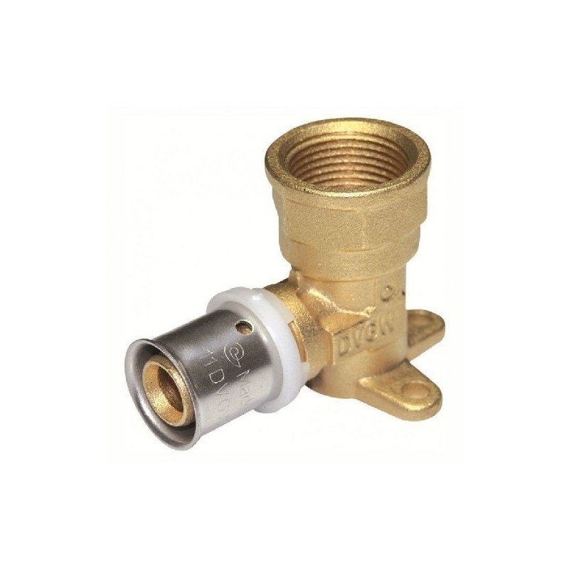 Gomito femmina con staffa diam.1/2x16 a pressare per multistrato Comisa N1709 A15 Gomito femmina con staffa diam.1/2x16 a pressare per multistrato Comisa N1709 A15