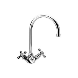 Rubinetto lavabo bianco serie liberty con canna alta Remer 13ULIBI