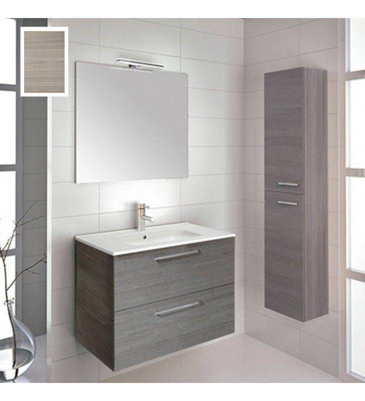 Composizione sospesa easy 80cm grigio sabbiato completa di specchio e applique ROYO SCAMOB0046CP