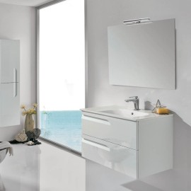 Composizione sospesa vitale 100 cm bianco lucido completa di specchio e applique ROYO SCAMOB0013CP