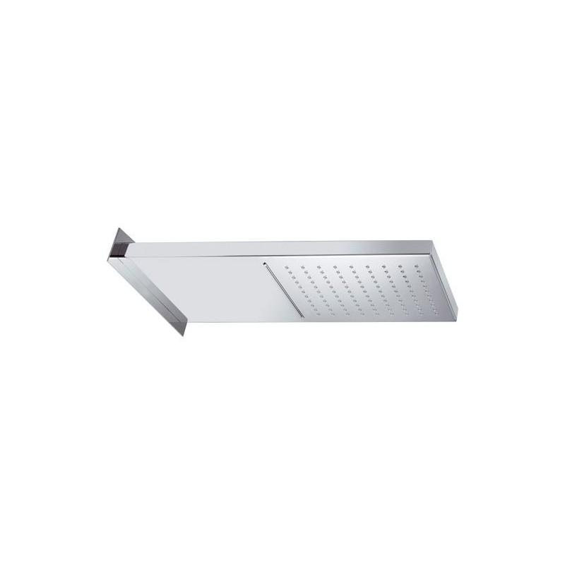 Soffione doccia a parete in acciaio inox lucidato a specchio 2 getti, normale o cascata. Remer 350SSCAX