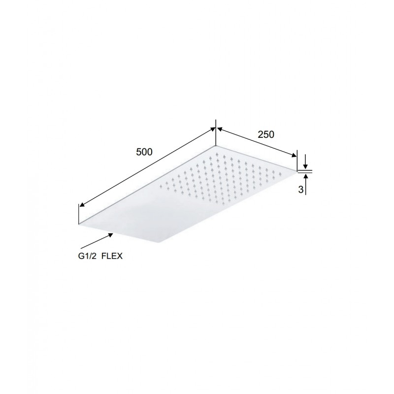 Soffione doccia ultrapiatto a parete inox lucidato a specchio rettangolare Remer 350UFX