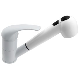 Rubinetto lavello monoforo con doccia estraibile bianco Idrobric SCARUB0291CR