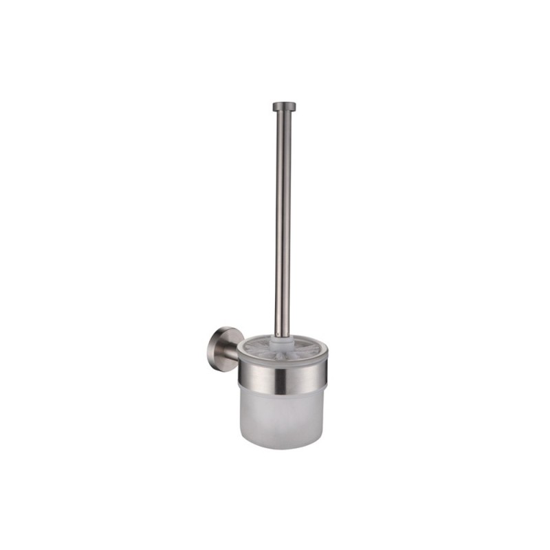 Porta scopino con bacinella in vetro satinato serie steel - fissaggio ad incollo o con viti Idrobric A207140AS