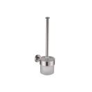 Porta scopino con bacinella in vetro satinato serie steel - fissaggio ad incollo o con viti Idrobric A207140AS