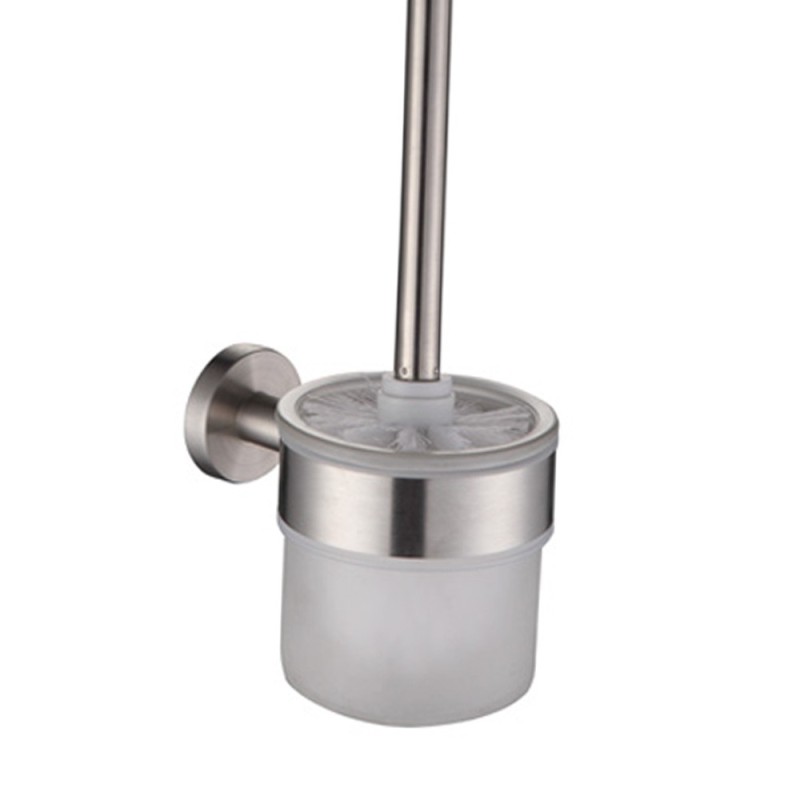 Porta scopino con bacinella in vetro satinato serie steel - fissaggio ad incollo o con viti Idrobric A207140AS