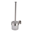 Porta scopino con bacinella in vetro satinato serie steel - fissaggio ad incollo o con viti Idrobric A207140AS