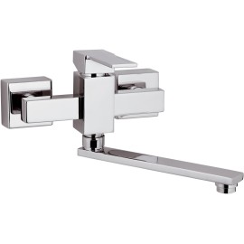 Rubinetto lavello o lavatoio a muro a bocca girevole squadrata - serie qubika Remer Q41