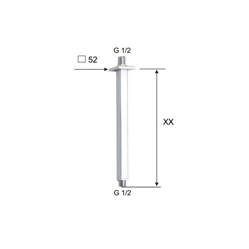 Braccio doccia da soffitto quadrato 30 cm Remer 347S30