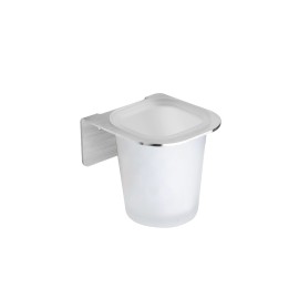 Porta bicchiere in acciaio e vetro satinato serie skyline - fissaggio biadesivo o incollo Aquasanit A202100AS