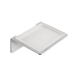 Porta sapone in acciaio e vetro satinato serie skyline - fissaggio biadesivo o incollo Aquasanit A202110AS