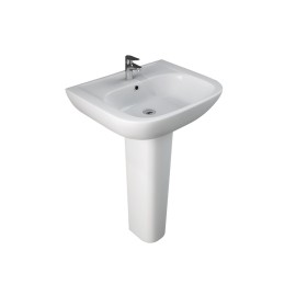 Lavabo da 55 cm con colonna in ceramica con installazione a terra - serie caroline Rak Ceramics SCACER0725LA+SCACER0726CO