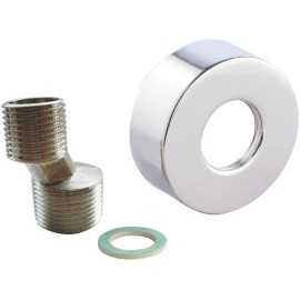 Eccentrico per gruppi 1/2 x 3/4, con rosone minimale in ottone cromato Remer 89N