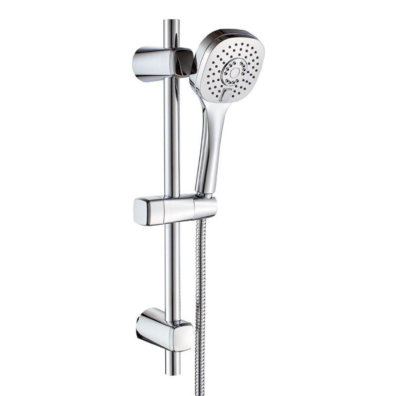 Set saliscendi anticalcare con doccino a 2 getti - serie paros Idrobric BLISAL0143CR