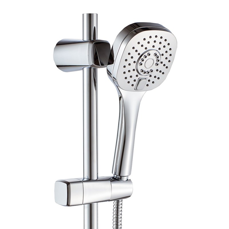 Set saliscendi anticalcare con doccino a 2 getti - serie paros Idrobric BLISAL0143CR