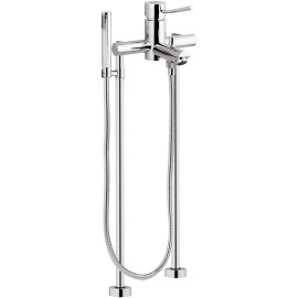 Gruppo vasca esterno su colonne da pavimento con doccia serie minimal Remer N02XL