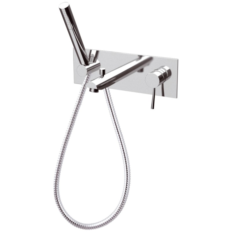 Rubinetto per vasca da incasso, deviatore e kit doccia integrato serie minimal Remer N04