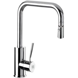 Rubinetto laterale per lavello con bocca a u girevole e doccetta dual jet serie minimal Remer N73