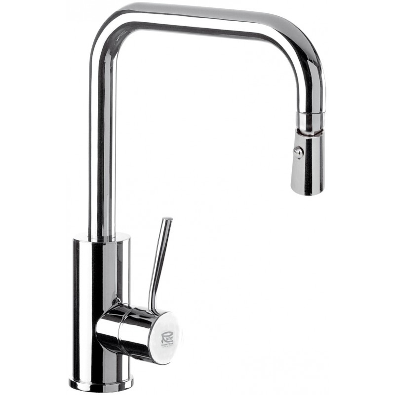 Rubinetto laterale per lavello con bocca a u girevole e doccetta dual jet serie minimal Remer N73