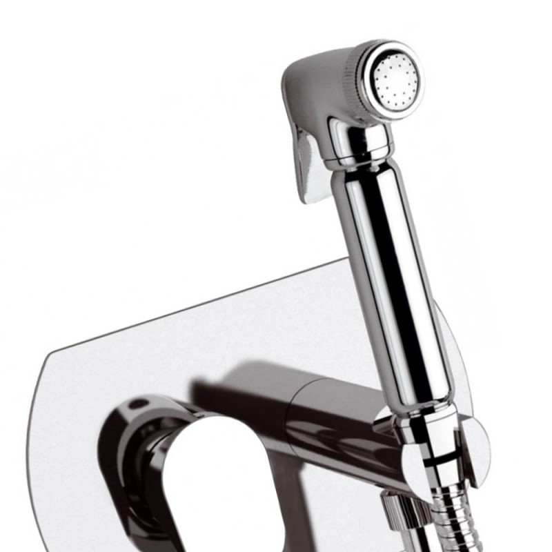 Miscelatore incasso per shut-off arrotondato con doccetta, supporto e flessibile doccia Remer L60