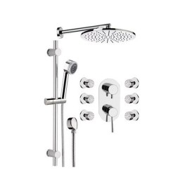 Set doccia composto da soffione minimale, saliscendi e miscelatore - serie minimal Remer N937S02