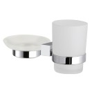 Supporto da muro doppio con portasapone e portabicchiere - serie sq Remer SQ17