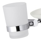 Supporto da muro doppio completo di bicchiere e portasapone - serie forma Remer FR17