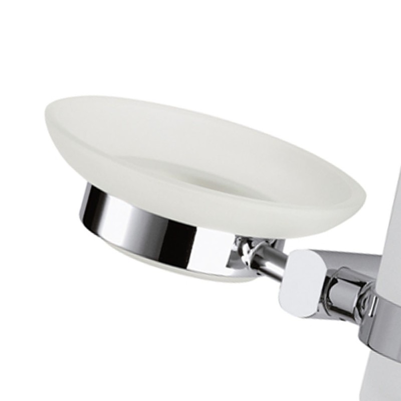 Supporto da muro doppio completo di bicchiere e portasapone - serie forma Remer FR17