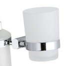 Supporto da muro doppio completo di bicchiere e dispenser sapone - serie forma Remer FR18