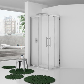 Box angolare new plus 77-79*77-79, vetro trasparente 6 mm h 1,95 con cerniere sganciabili Aquasanit B0302PCR01