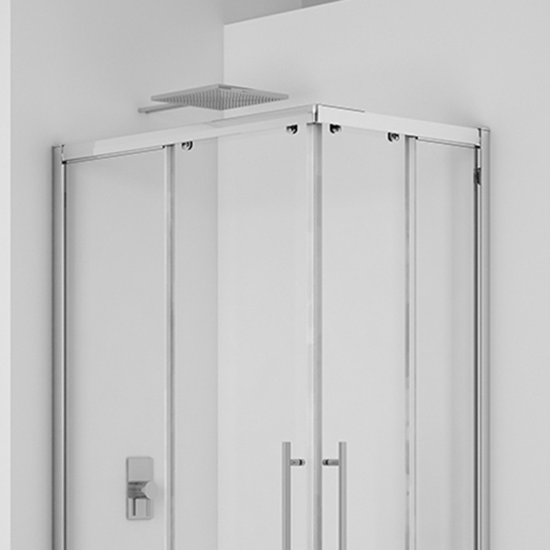 Box angolare 87-89*87-89 cm new plus, vetro trasparente 6 mm, h 1,95 con cerniere sganciabili Aquasanit B0304PCR01