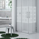 Box doccia angolare 77-79*77-79 cm new plus, vetro serigrafato 6 mm, h 1,95 con cerniere sganciabili Aquasanit B0302PCR55
