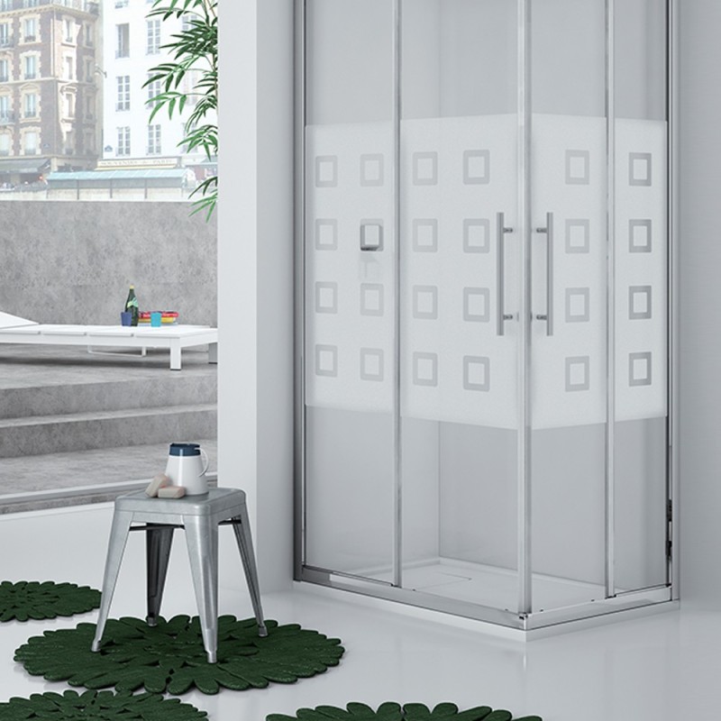 Box angolare 87-89*87-89 cm new plus ,vetro serigrafato 6 mm, h 1,95 con cerniere sganciabili Aquasanit B0304PCR55