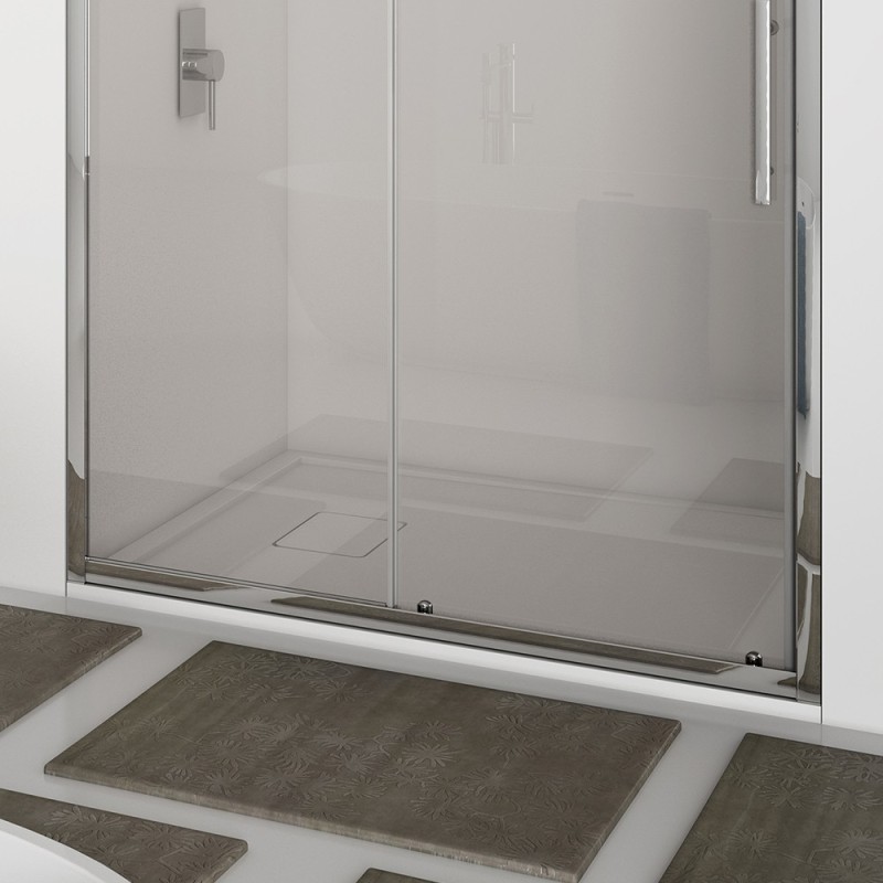 Porta scorrevole new plus 97-101 cm, trasparente cromato con cerniere sganciabili Aquasanit B0331PCR01