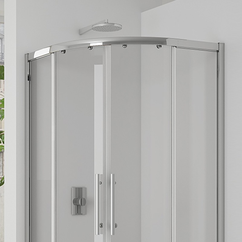 Box doccia semicircolare 87-89*87-89 cm new plus,vetro trasparente 6 mm, 1,95 h, cerniere sganciabili Aquasanit B0324PCR01