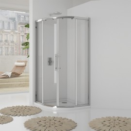 Box doccia semicircolare 87-89*87-89 cm new plus,vetro trasparente 6 mm, 1,95 h, cerniere sganciabili Aquasanit B0324PCR01