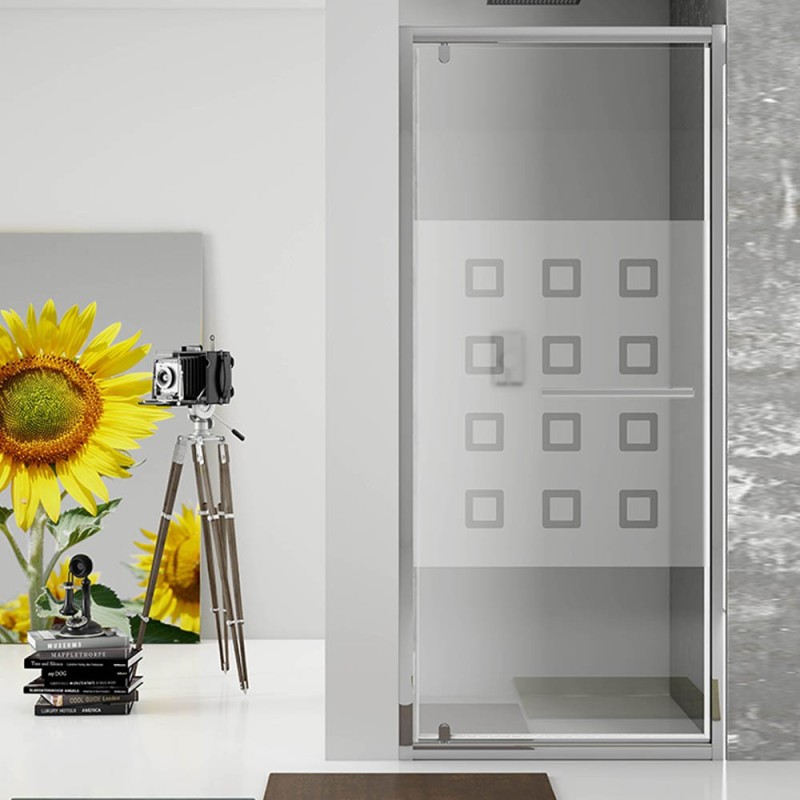 New plus - porta battente 67-71cm, vetro serigrafato 6 mm, h. 1,95 Aquasanit B0340PCR55