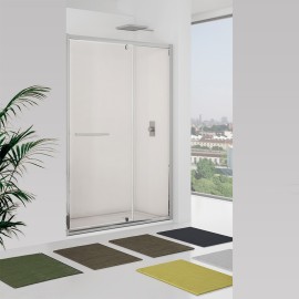 Porta battente e fisso 117-121 cm, vetro trasparente 6 mm, h. 1,95 new plus Aquasanit B0347PCR01