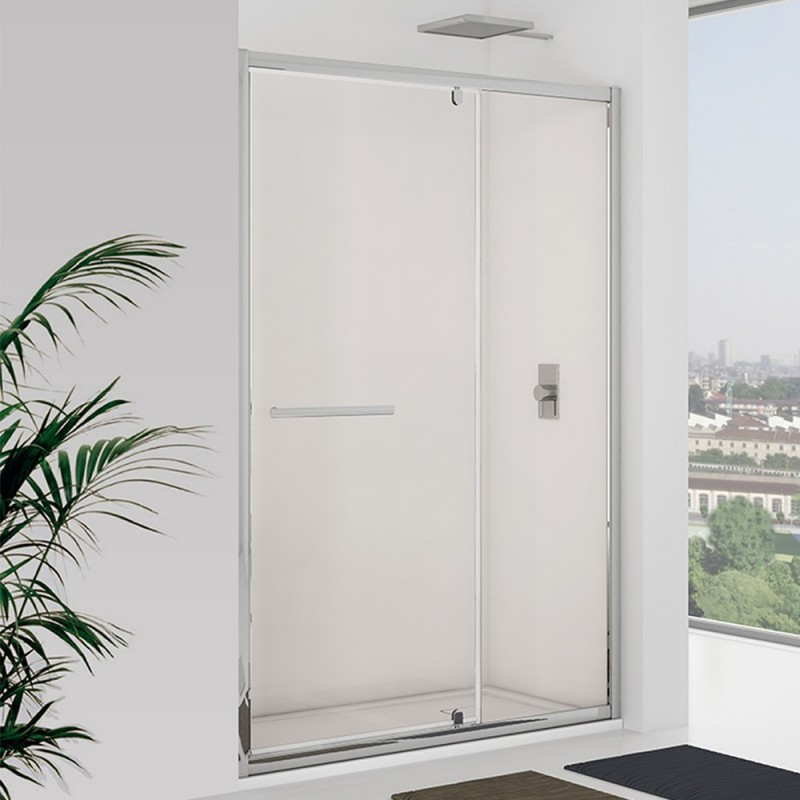 Porta battente e fisso 137-141 cm, vetro trasparente - new plus Aquasanit B0348PCR01