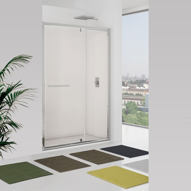 Porta battente e fisso 137-141 cm, vetro trasparente - new plus Aquasanit B0348PCR01