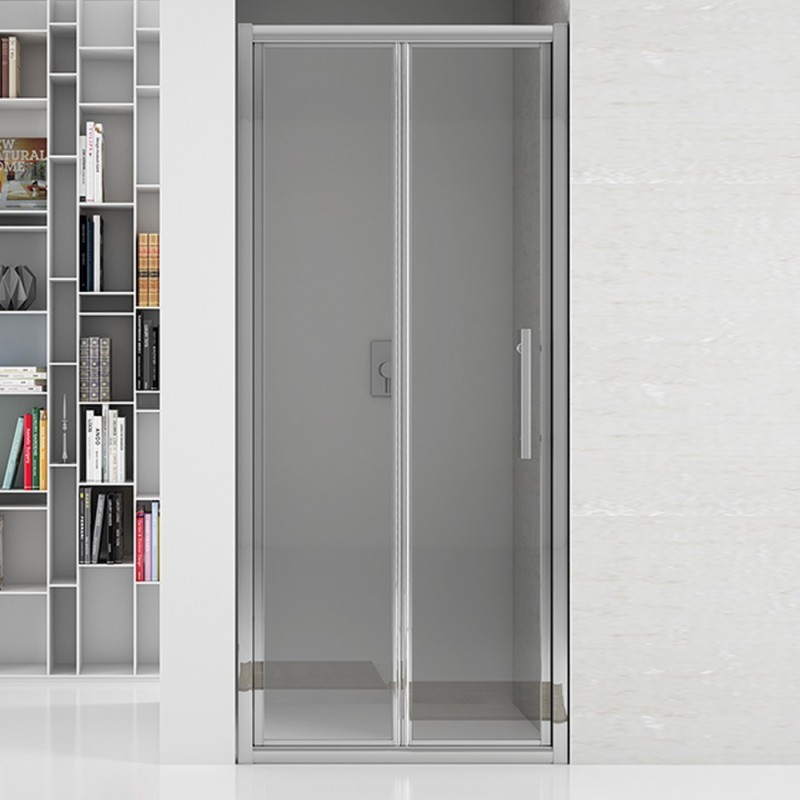 New plus - porta soffietto 87-91 cm vetro trasparente 6mm, h. 1,95 Aquasanit B0374PCR01